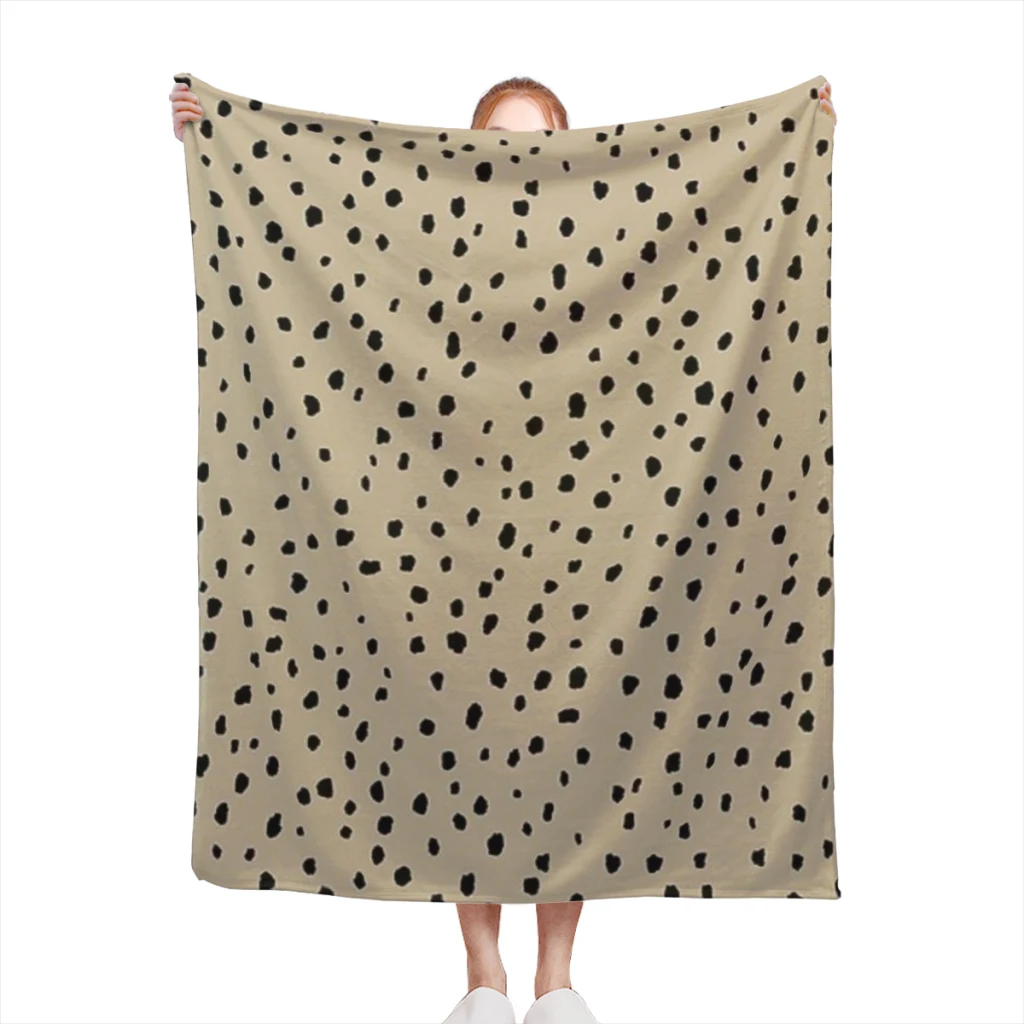 

Fluffy Baby Blanket Speckle Polka Dot Dalmatian Pattern (blacktan) Sofa Camp Nap Bedspread Cozy Flannel Blanket Bedroom Decor