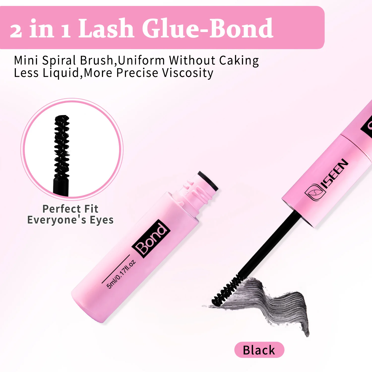 Lash Cluster Glue Waterproof Bond and Seal 2 in 1 Lash Glue Strong Hold For Cluster/ Individual/ Strip Lashes, Easy to Use