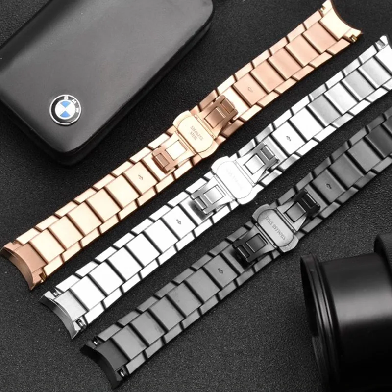 Solid curved steel watch strap for Armani steel watchband AR2447 AR2448 AR-2434 AR-2432 AR-2433 original style 22mm bracelet