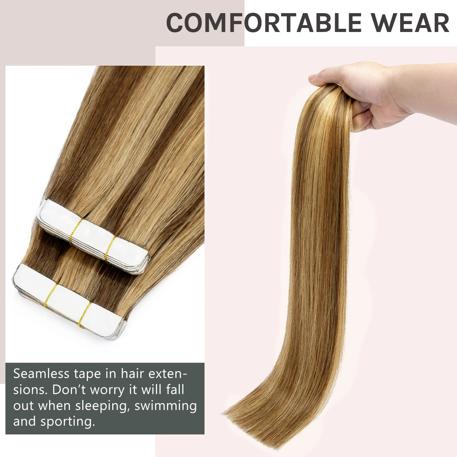 Tape in Hair Extensions #P4/27 Ombre Chocolate Brown to Caramel Blonde Remy Human Hair Extensions Straight Extensions Tape in