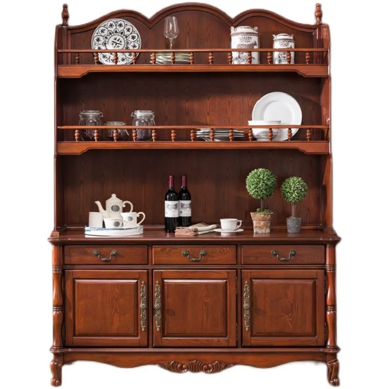 Furniture dining side walnut bowl solid wood multi-layer wine storage villa living room tea