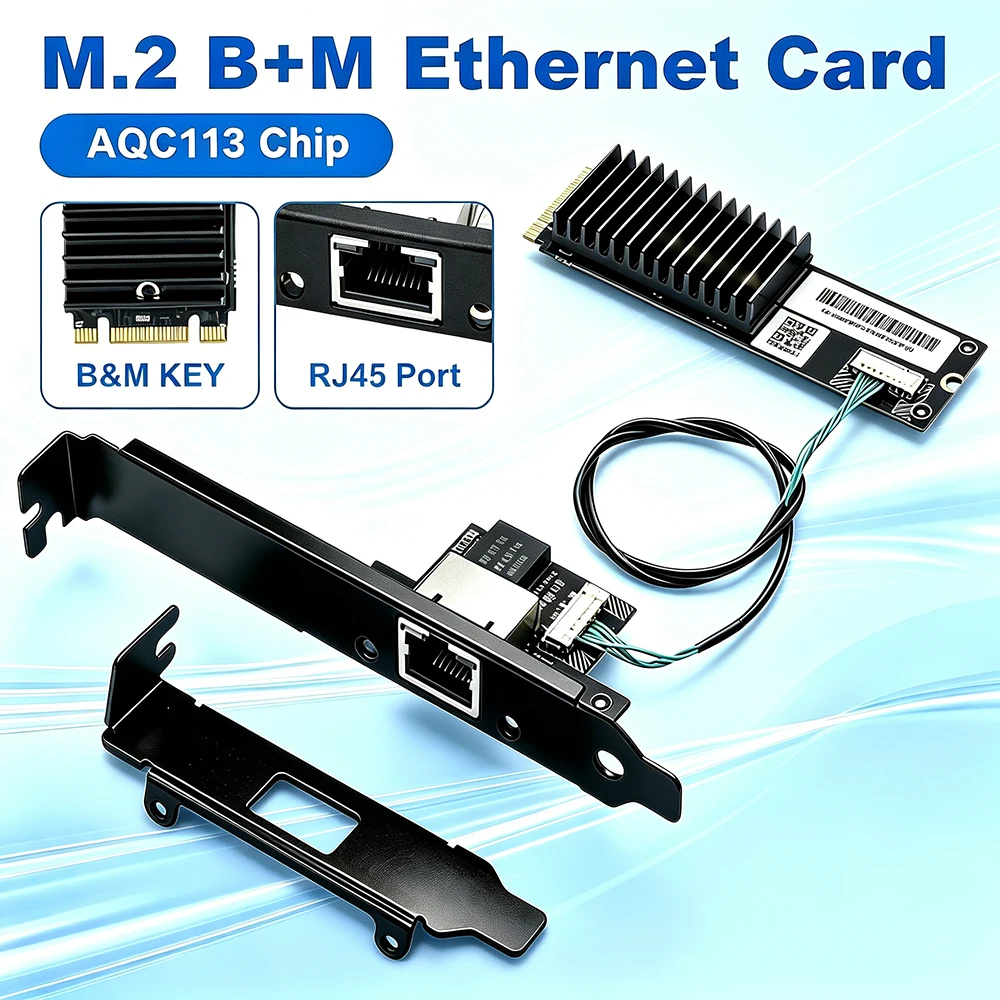 

Fenvi 10GbpE AQC113 M.2 B+M Network Card RJ45 LAN Controller 10000Mbps Ethernet Adapter PC Desktop for Win10/11 Server