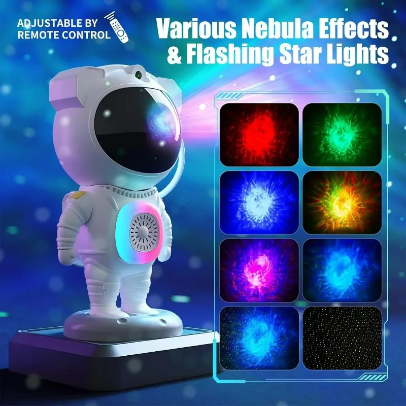 Colorful Astronaut Projection Light with Remote Control Colorful Ambient Light Bedroom Starry Night Light Children's Gift
