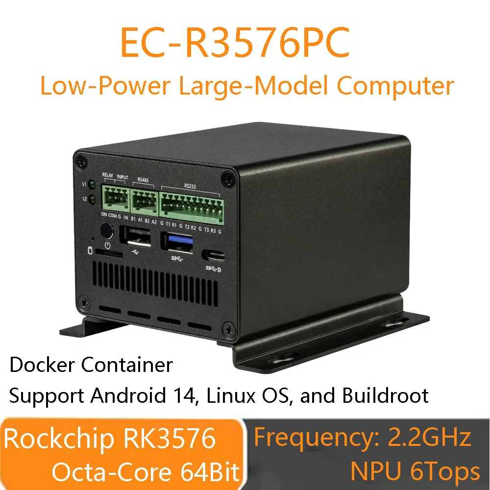 EC-R3576PC Duży komputer przemysłowy o niskim poborze mocy z płytą główną 2,2 GHz Npu 6 punktów 4K 1000 Mb/s Ethernet Dwuzakresowy WiFi Bluetooth