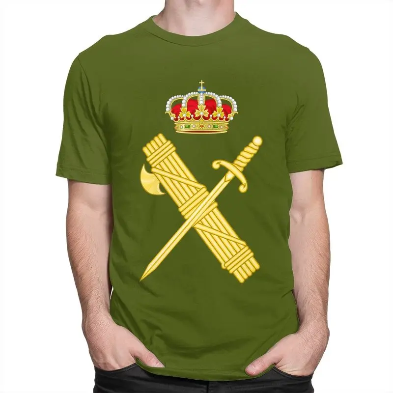 Custom Emblem Of The Spanish Civil Guard Tshirts Men Short Sleeve T Shirt Spanish Coat Of Arms T-shirt Slim Fit Pure Cotton Tee