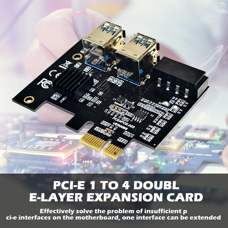 Carte Pcie Riser pour BTC Mining Molex, carte adaptateur PCI-E Express, 1X à 16X, 1 à 4 USB 3.0, 4 broches