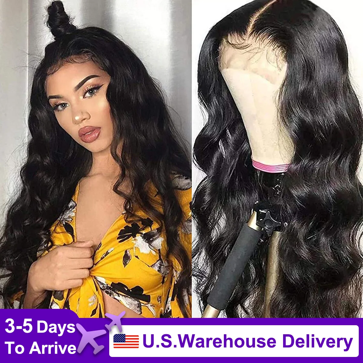 

black color Body Wave Lace Front Glueless Wigs Human Hair Lace Frontal Wig HD Transparent Lace 13x6 Brazilian Hair For Women