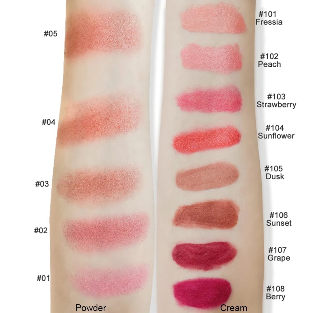 Fard à joues en poudre et crème avec couvercle transparent, 13 couleurs, marque privée, Logo personnalisé, longue durée, haute teneur en pigments, pêche, maquillage imperméable, vente en gros