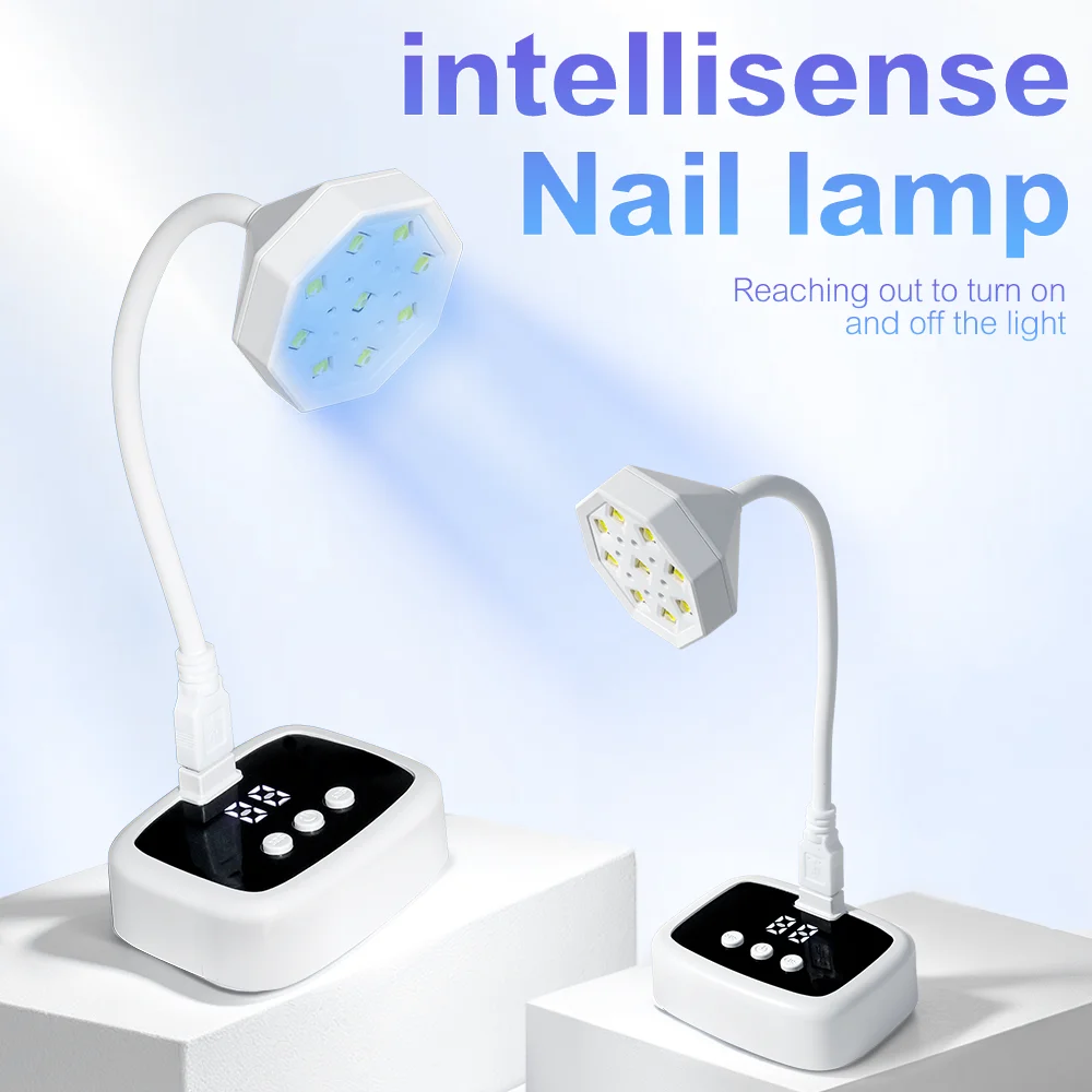 Professional 9 LED UV Desk Lamp 360° Bendable for Nails Gel Polish Quick Dry Rechargeable  Manicure Salon Wireless Nail Dryer