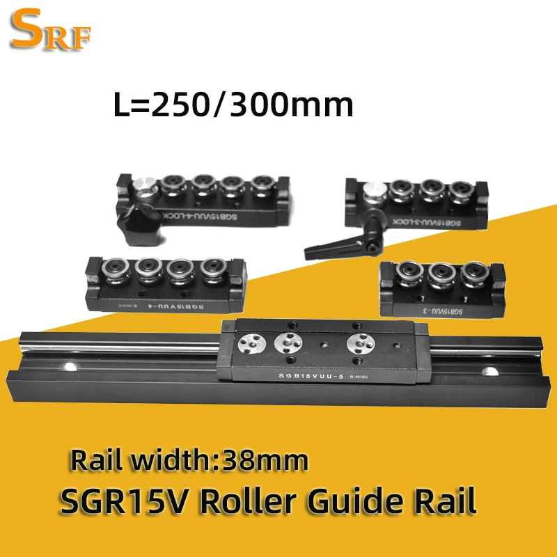 

38mm width Aluminum Square Roller Linear Guide Rail SGR15V L=250/300mm Dual-axis linear guide slide block SGB15V for CNC parts