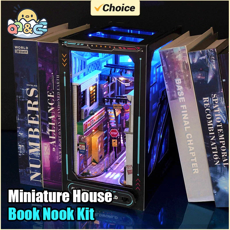 

Book Nook Kit DIY Miniature House Dollhouse Kit For Adult And Teens Booknook Bookshelf Decor Alley Model Build With LED Light