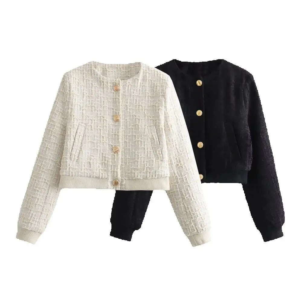 

Women's Texture Loose Top Round Neck Long Sleeve Button Pocket Autumn/Winter New Style Stylish Coat