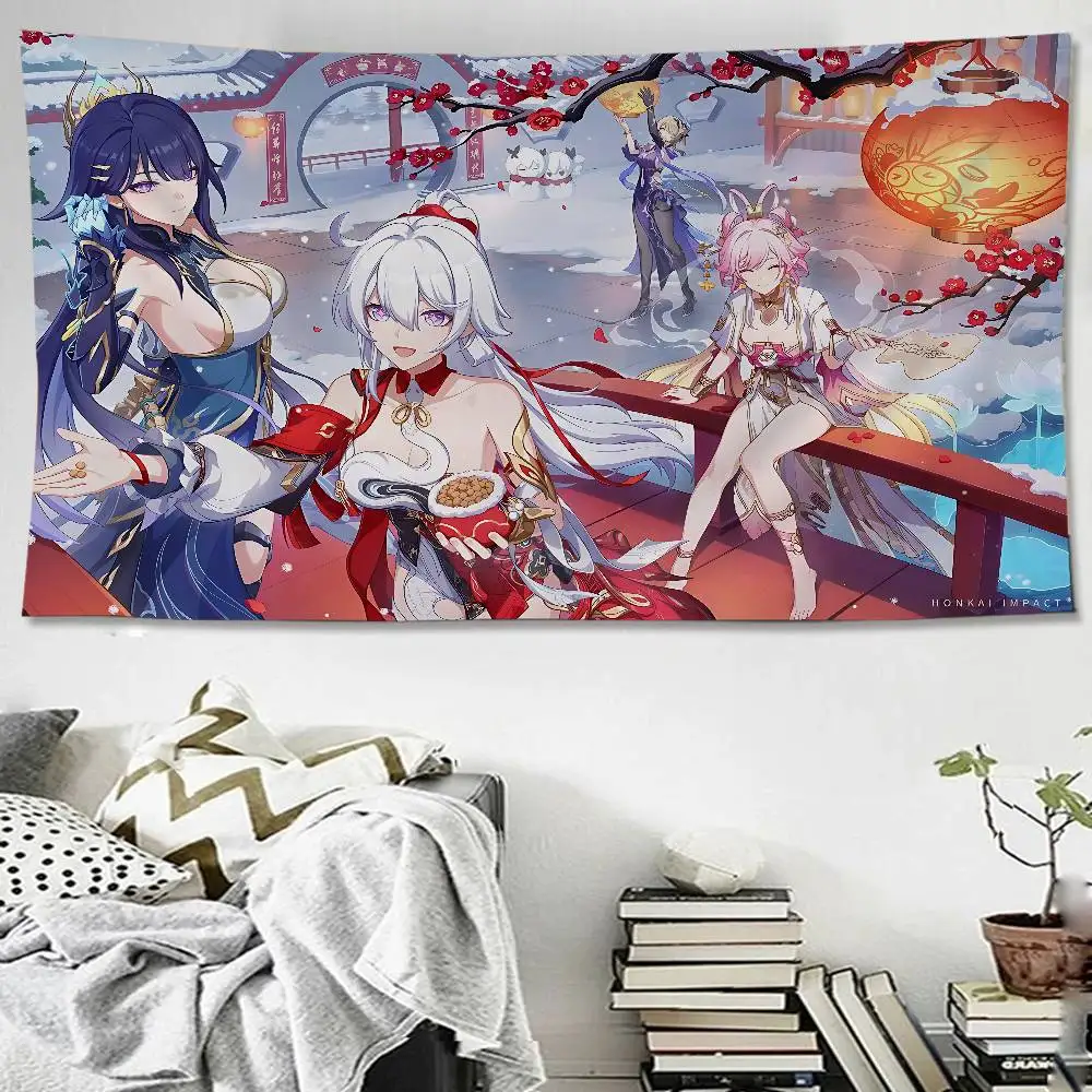 Honkai Impact Game Colorful Tapestry Wall Hanging Bohemian Wall Tapestries Mandala Wall Hanging Sheets