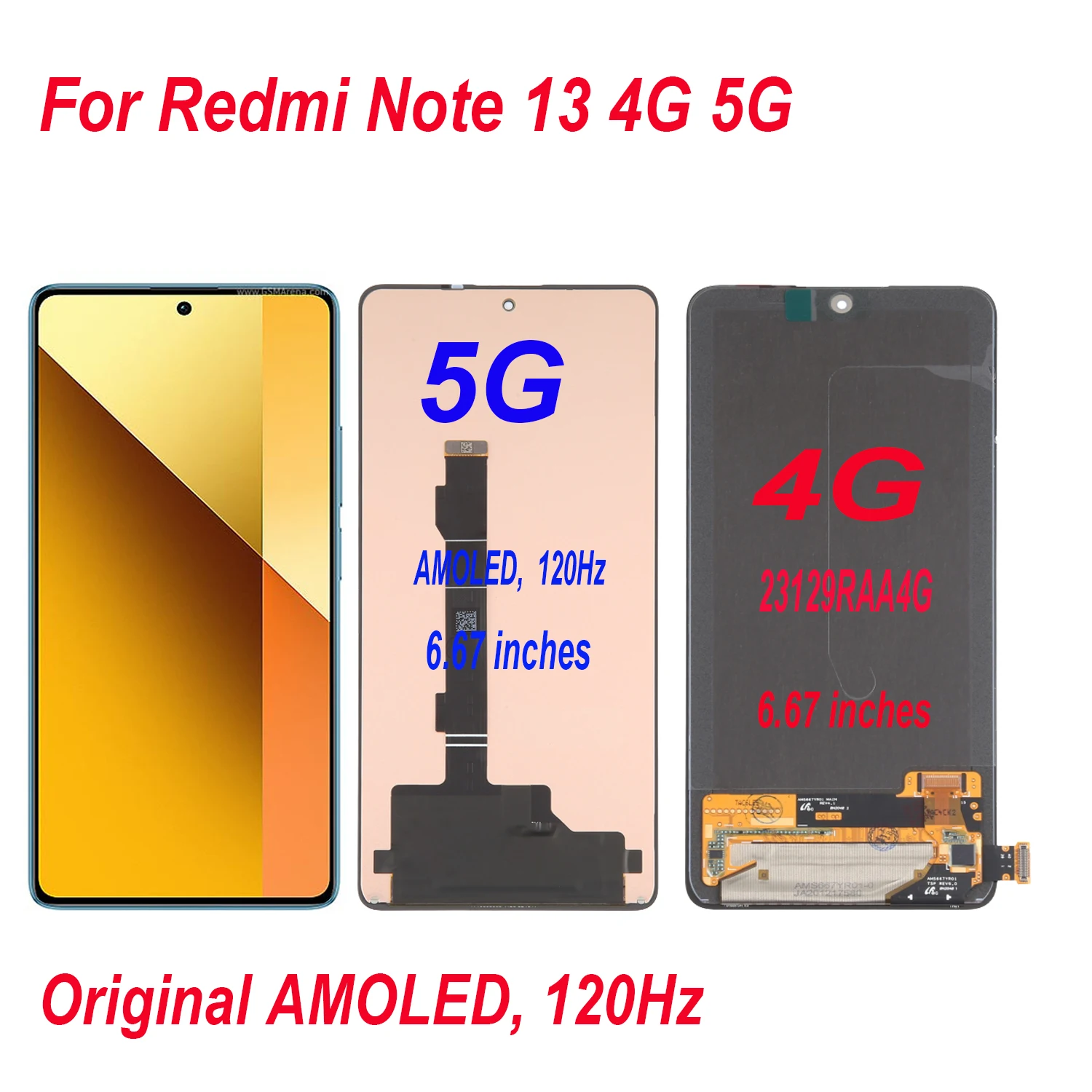 AMOLED For Redmi Note 13 LCD Display Touch Screen Digitizer Assembly