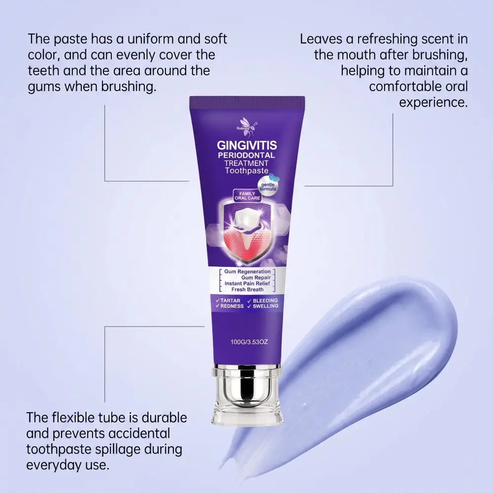 Tooth Cleaning Toothpaste 100g With Gentle Formula And Fresh Breath Care For Regular Brushing In Purple Tube And Box Packaging