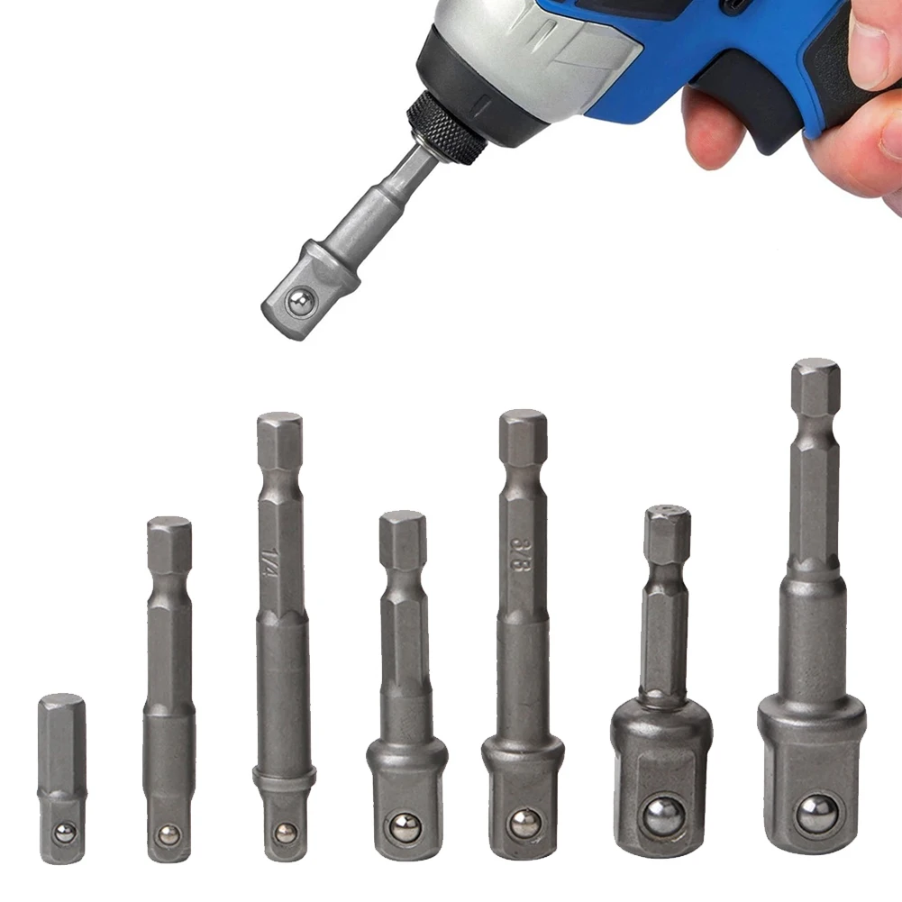 Adaptador de broca adaptador de soquete hex haste prata 1/4in 1/2 3/8 1/4 cromo vanádio aço broca ferramentas manuais alta qualidade