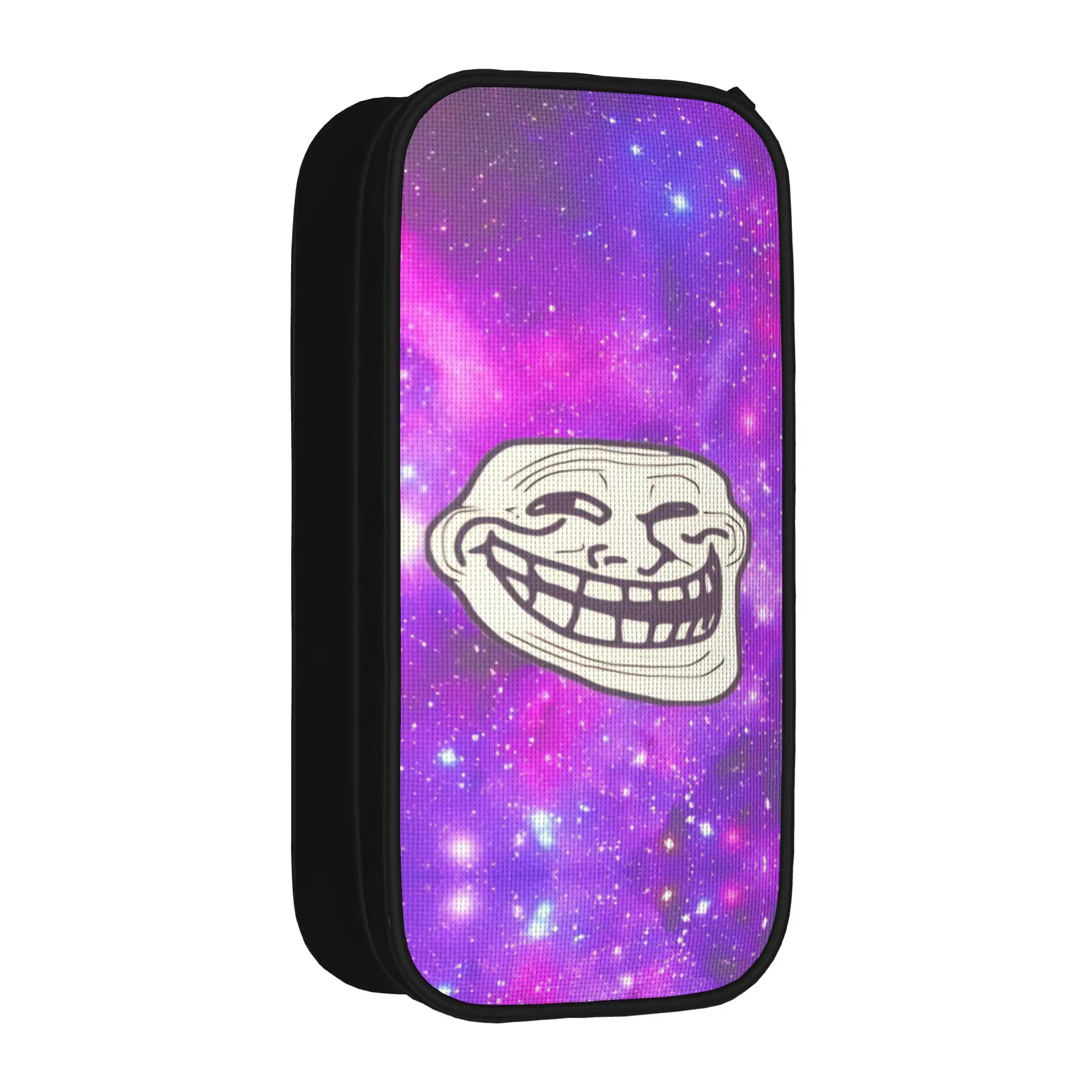 Classic Space Troll Face Meme Funny Pencil Case Comic Humor Pencilcases Pen Student Large Storage Bag School Gifts Stationery