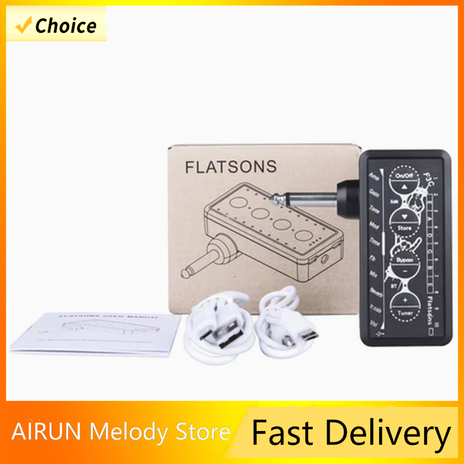 

Портативный усилитель для гитары и баса Flatsons F3C с наушниками и динамиком, идеально подходит для любителей музыки