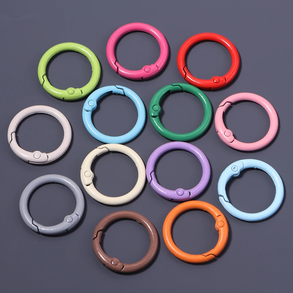 20Pcs/Lot Metal O Ring Spring Clasps Colorful Openable Round Carabiner Keychain Snap Hook Dog Chain Buckle DIY Jewelry Connector view 6