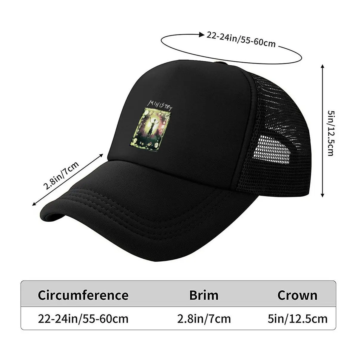 Ministry Silhouette Abstract Clock Art Mesh Baseball Cap Hip Hop