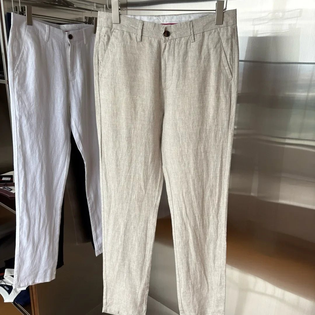 

Итальянские брюки LP 25aw, однотонные льняные прямые брюки