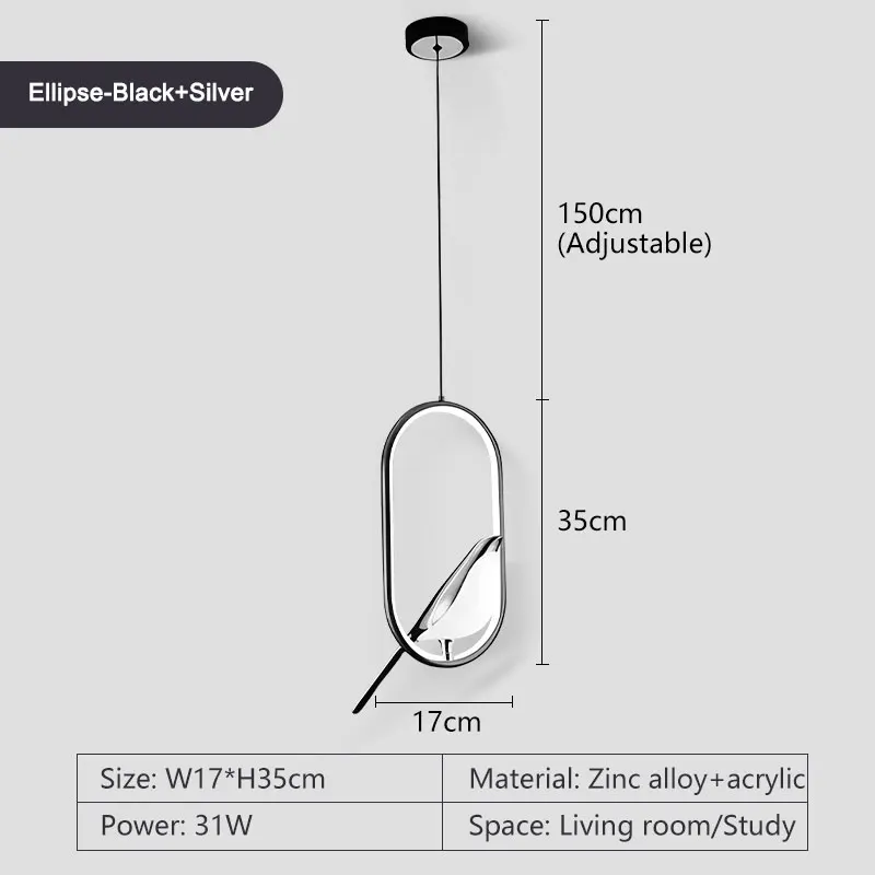 Draaibare Ekster Vogel Led Hanglamp Voor Bed Slaapkamer Indoor Goud Zilver Hangende Verlichting Kroonluchter Lampen Foyer AC85-265V