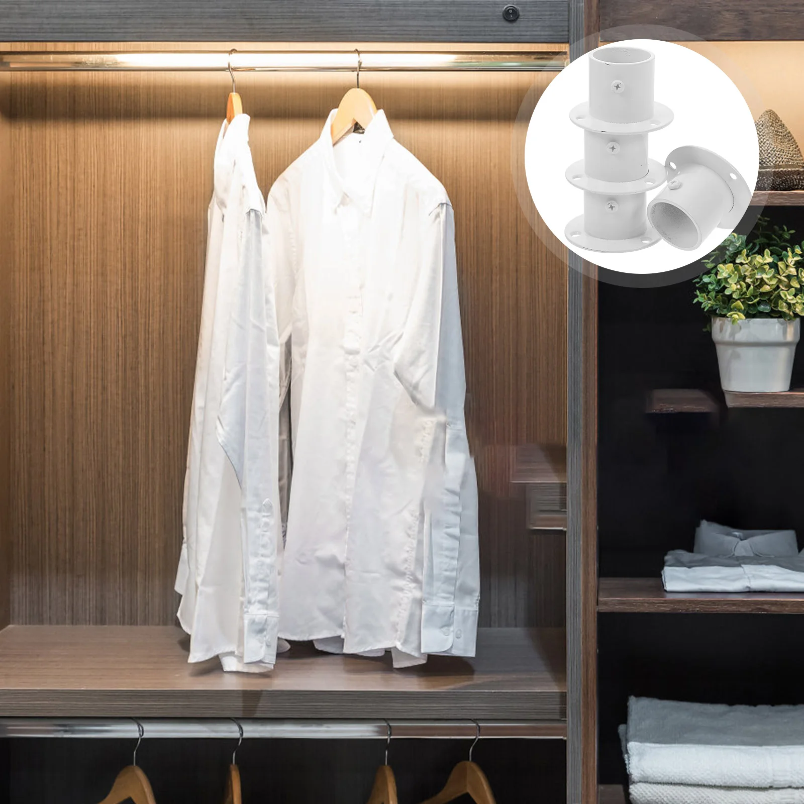 

4Pcs Stainless Steel Closet Rod Bracket Heavy Duty Flange Holder Easy Install Wardrobe End Supports Curtain Rod Brackets