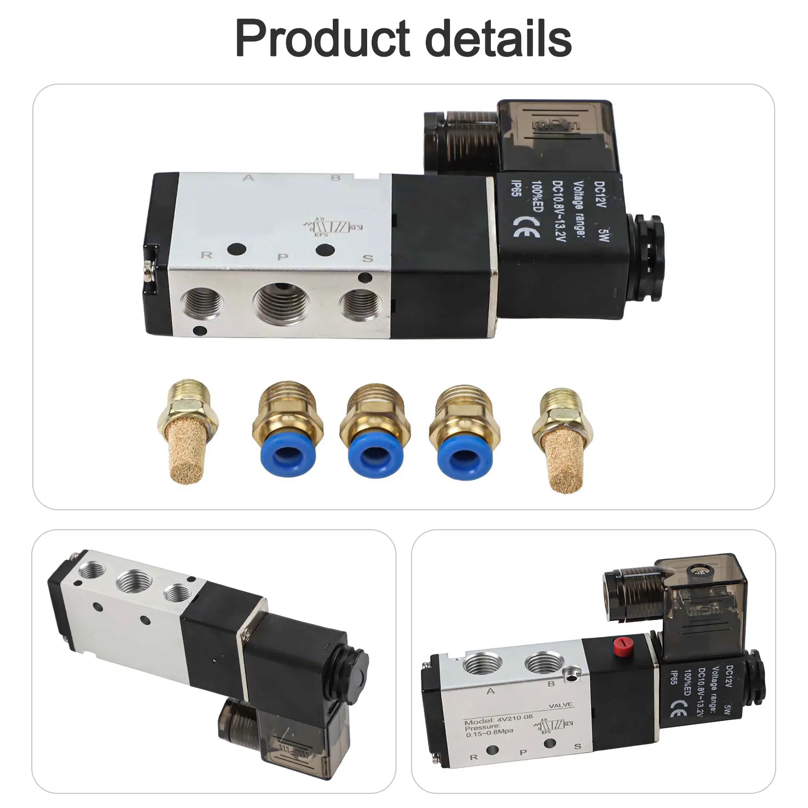 

4V210-08 Электромагнитный пневматический клапан постоянного тока 12 В, 5 портов, 2-позиционный разъем, воздушный электромагнитный клапан, электромагнитный клапан с одним управлением, часть инструмента