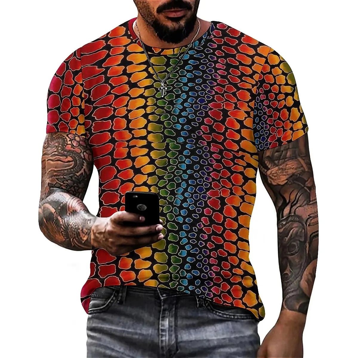 

Men's 3D Printed Short Sleeve T-Shirt - Hip-Hop Style, Pajama, Loose Fit