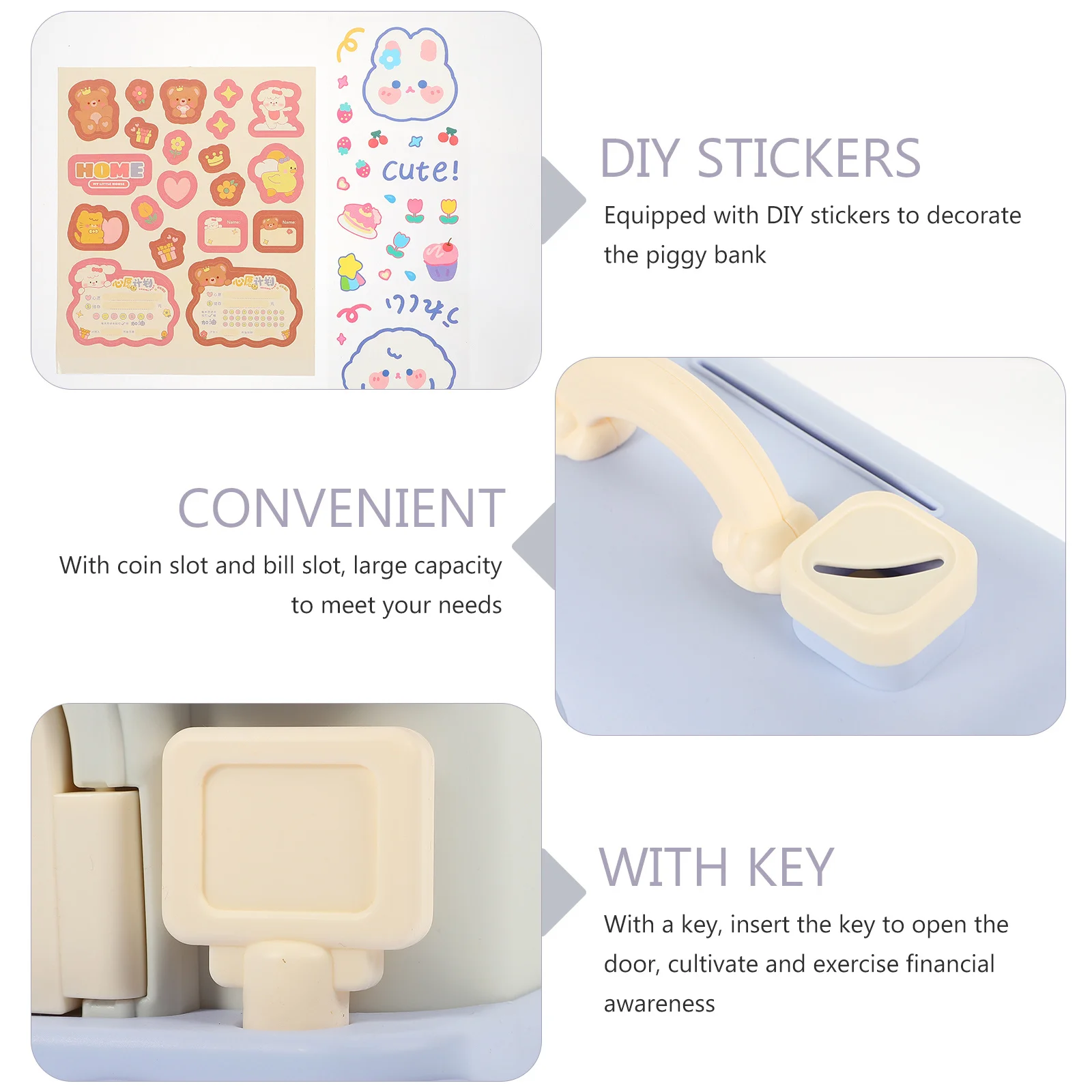 Banco de moedas em formato de casa para crianças, jarra de plástico durável para economizar dinheiro, decoração de mesa, ferramenta de ensino divertida para economizar hábitos