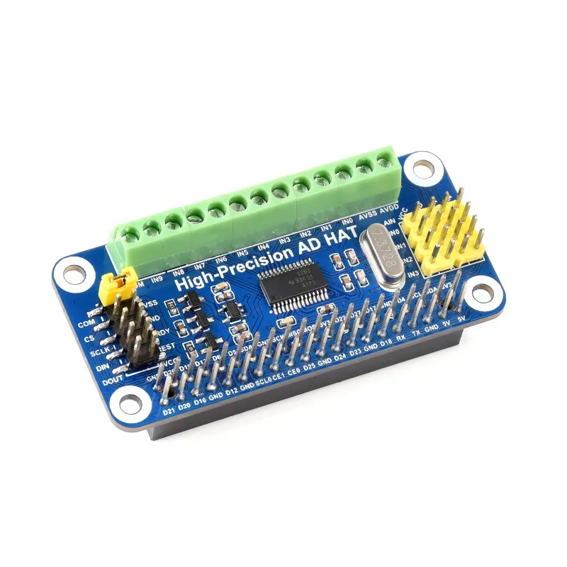 Waveshare High-Precision AD HAT For Raspberry Pi, ADS1263 10-Ch 32-Bit ADC