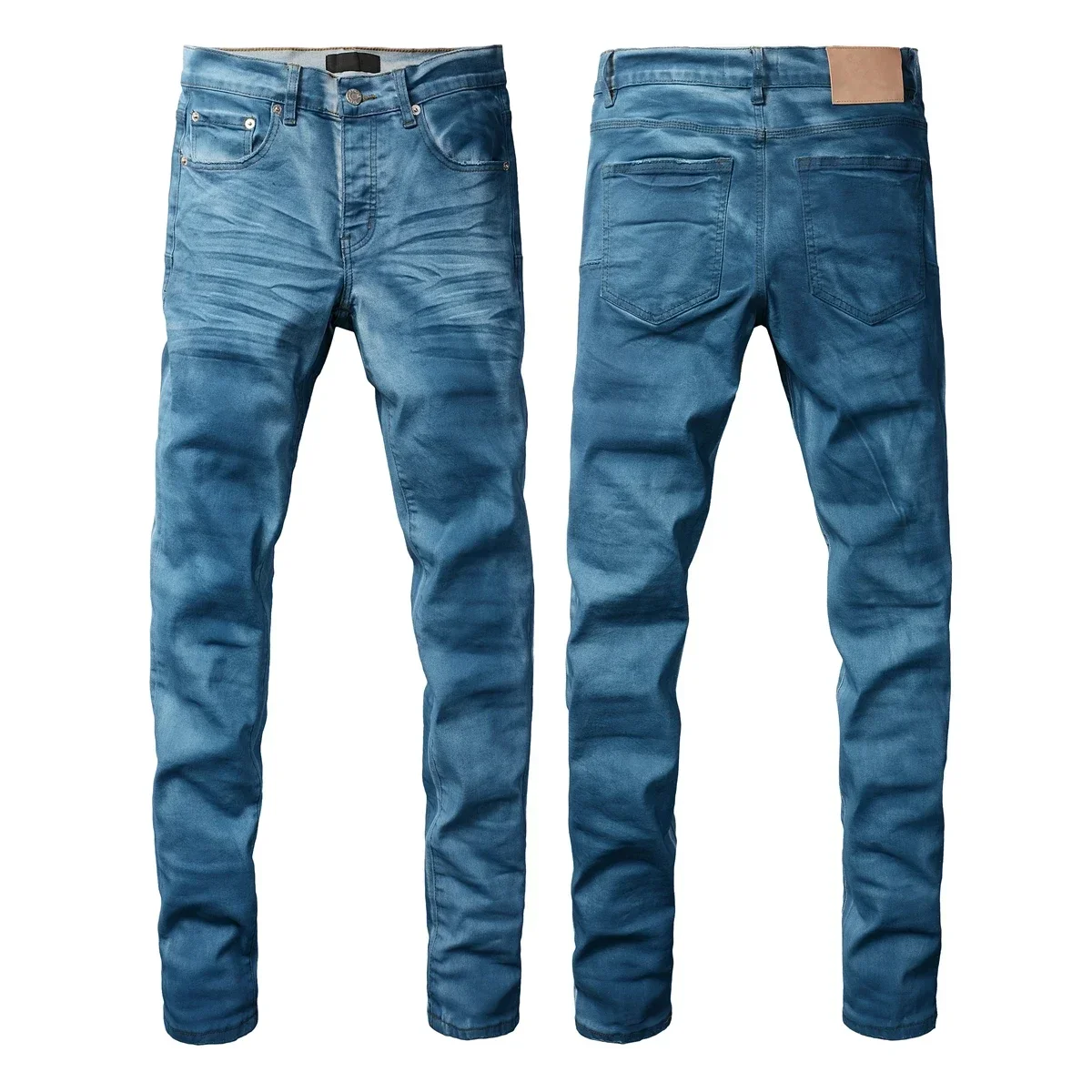 

Men's High Streetwear Distressed Dark Blue Stretch Skinny High Qaulity Brand Ripped Jeans