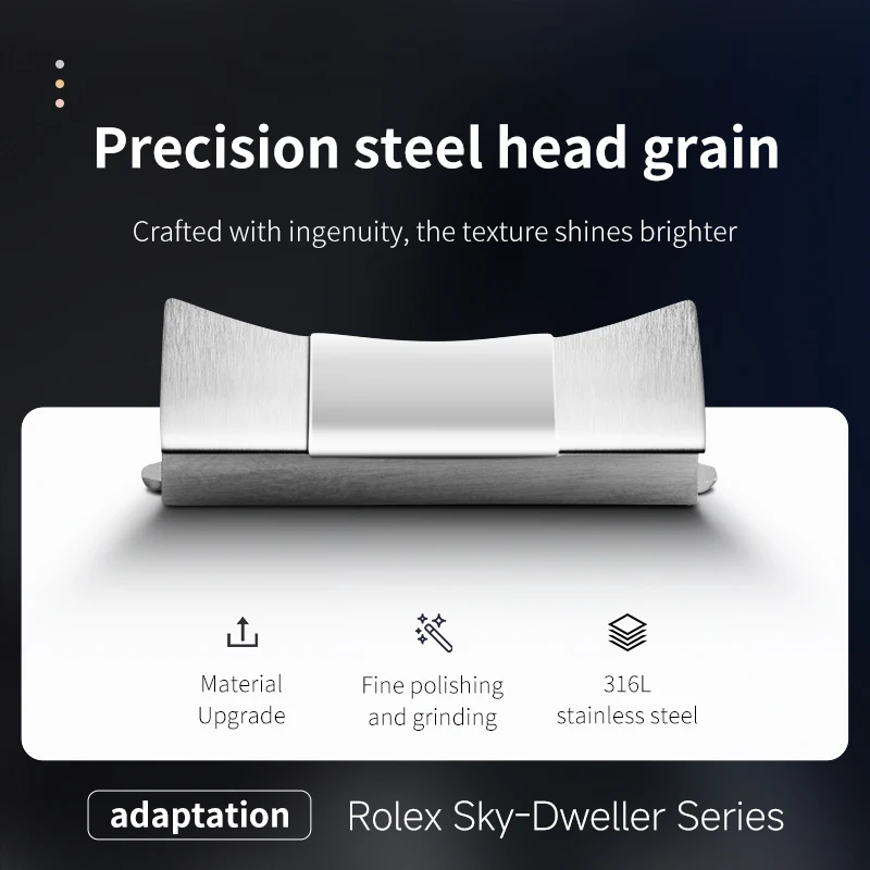 Seamless Stainless Steel 22mm End Links for Rolex Sky‑Dweller 326934 326933 New Sea‑Dweller Replacement Watch Accessory