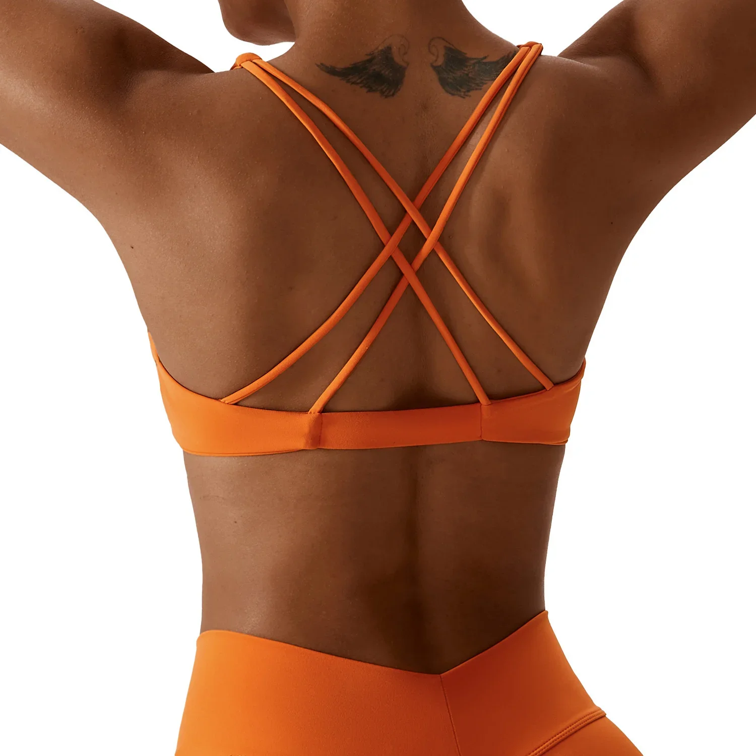 Women's Nylon Sports Bra Criss Cross Straps Back Front Twist Naked Feel Sexy Yoga Gym Workout Padded Bralette Bathsuit