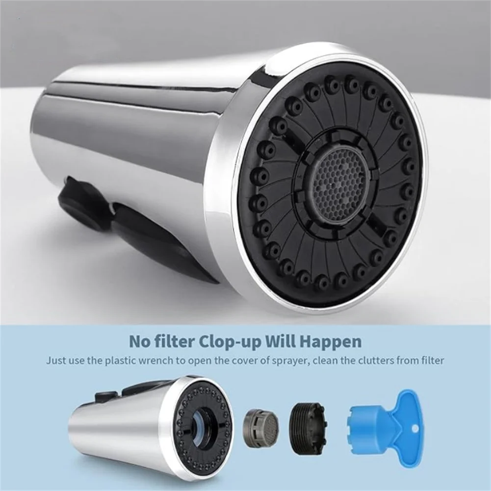 

1PCS High-Pressure Rinsing Pull Down Kitchen Faucet Spray Head Nozzle With 14 Adapters 3 Function Spray Modes ABS Kitchen Tool