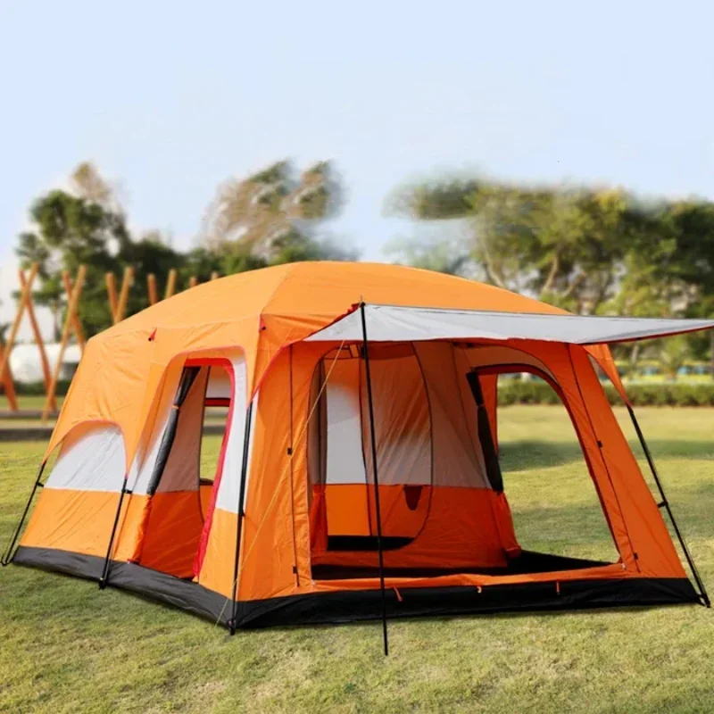 Quality 5-8 Persons Large Space Family Camping Double Layers Big Tent Waterproof House Outdoor Camp Tents For Outside Events