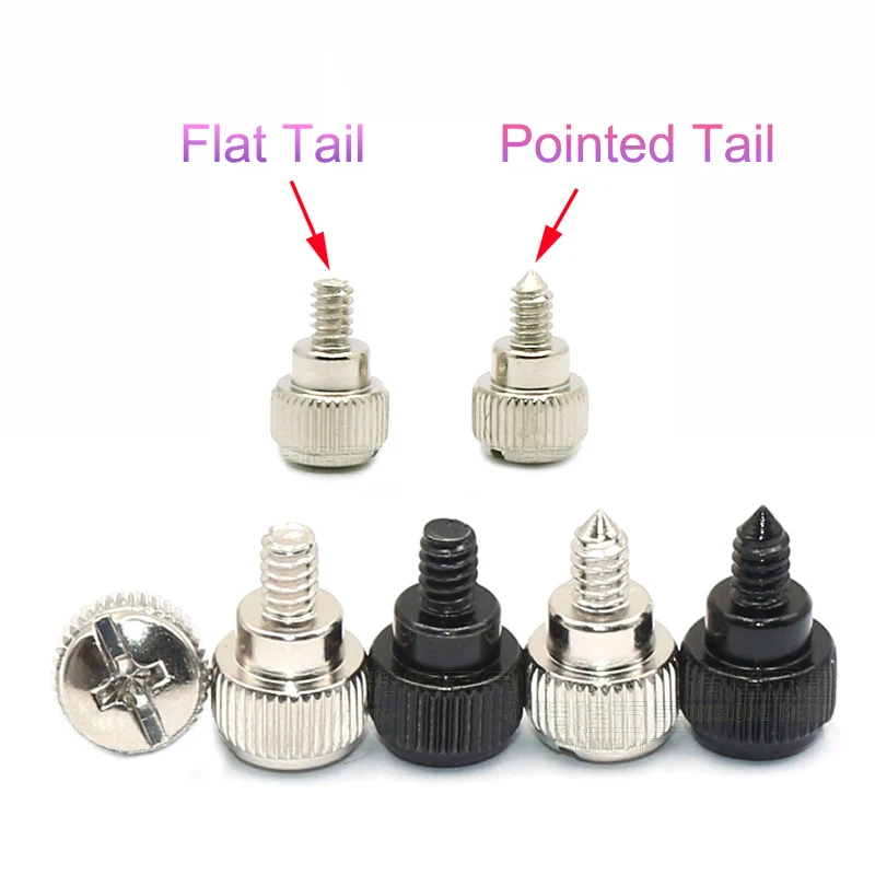 20-200pcs 6#-32 Slotted Phillips Head Hand Tighten Thumb Screw Bolt Thumbscrew for PC Computer Case Cover DIY Flat/Pointed Tail