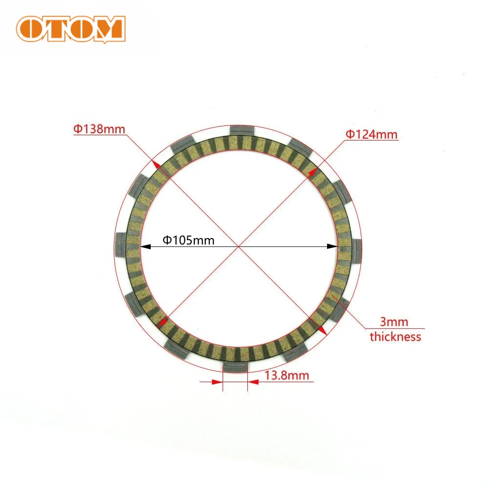 8pcs Motorcycle Accessories 105mm Clutch Friction Plates Disc Kit Fibrous Paper-based For YAMAHA YZ125 1993-2020 Dirt Bike Parts