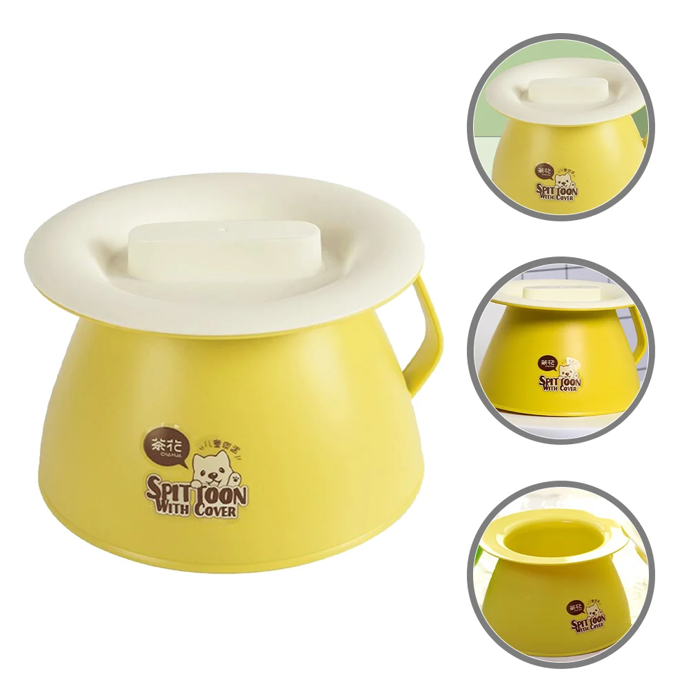 

Easy to Clean Spittoon Portable Toilet Universal Small Unisex Urinals with Cover Plastic Chamber Pot for Bedroom Round Edge