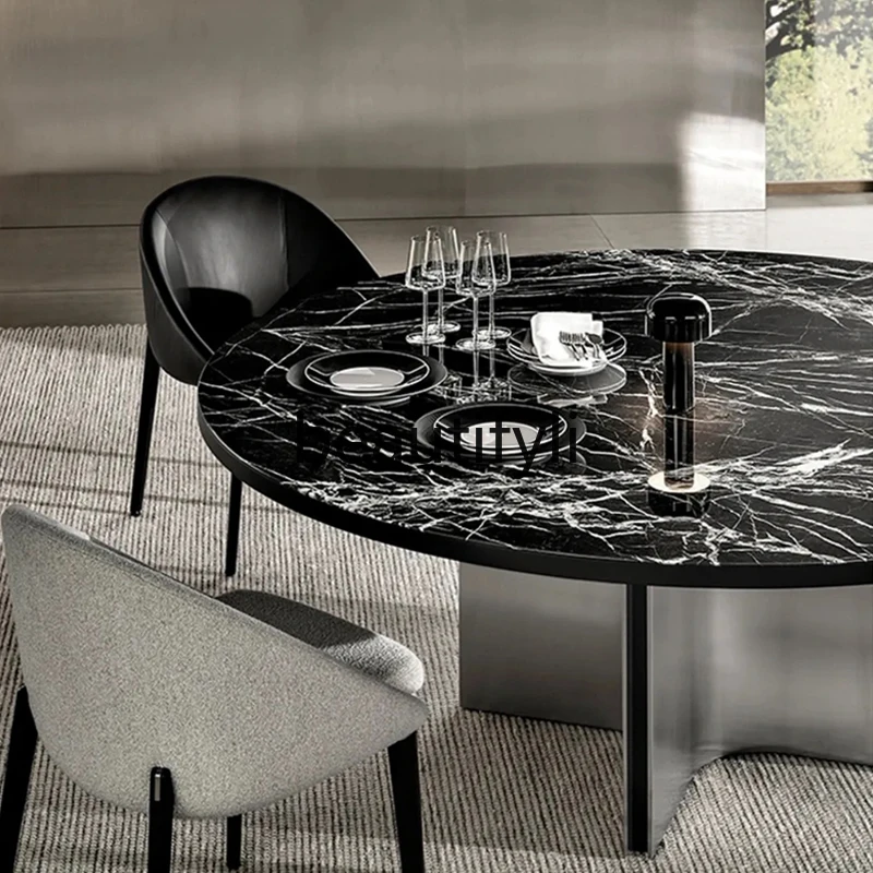 Italian minimalist style, dining table Italian furniture, high-end custom marble round dining table