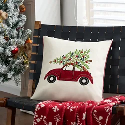 Christmas Letter Pillow Cover Gold Letter Embroidery Holly Jolly Snowflake New Yew Soft Home Decoration Cushion Cover 45x45cm