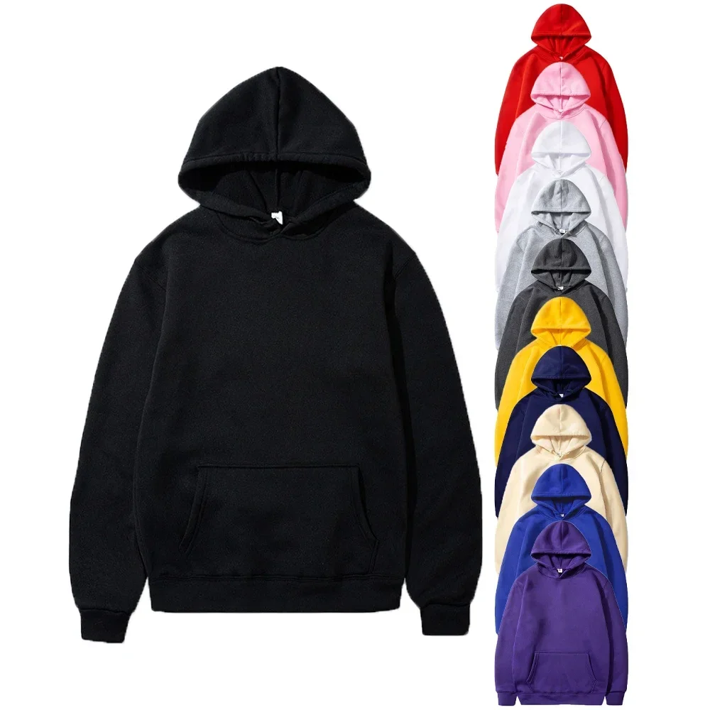 Autumn Winter fleece Hip Hop Hoody Male Brand Casual Tops Hoodies Sweatshirts man Woman Fashion Solid color Red Black Gray Pink