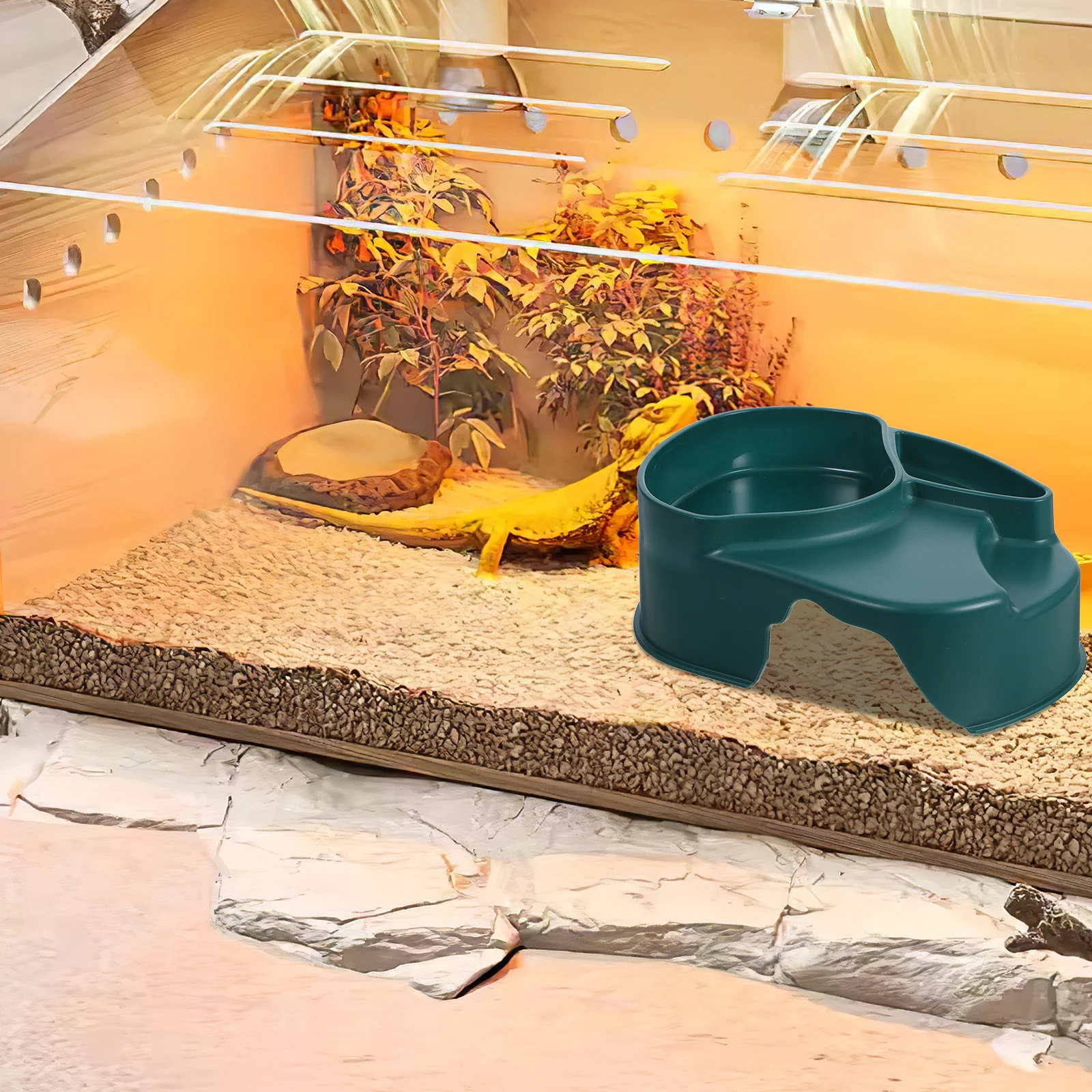 

Reptile Food Water Dish Bowl Hiding Cave Tray For Lizards Tortoises Terrarium Feeding Decorative Crawler Pet Plate