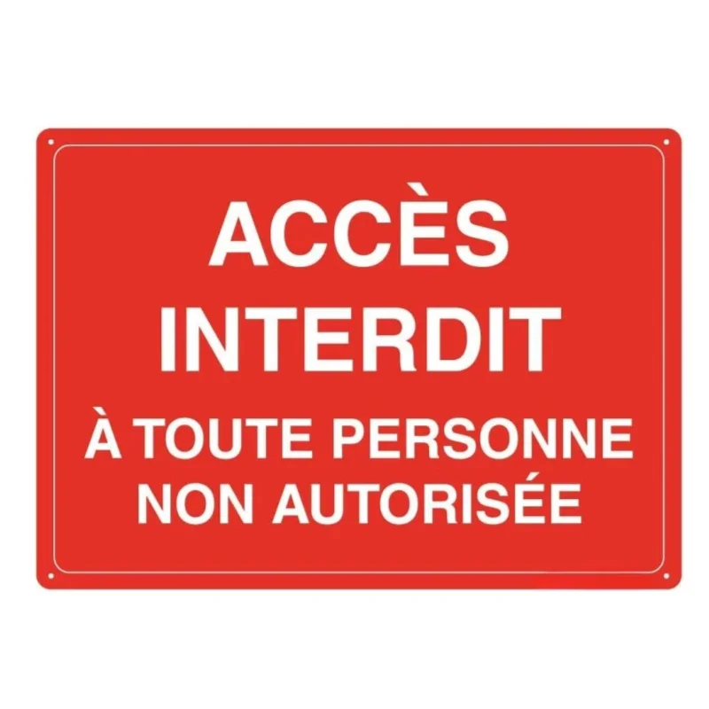 2/4 Piezas de Señalización Metálica de Aluminio con la Frase 'Panneau Accès Interdit' (300x200mm, 400x300mm)
