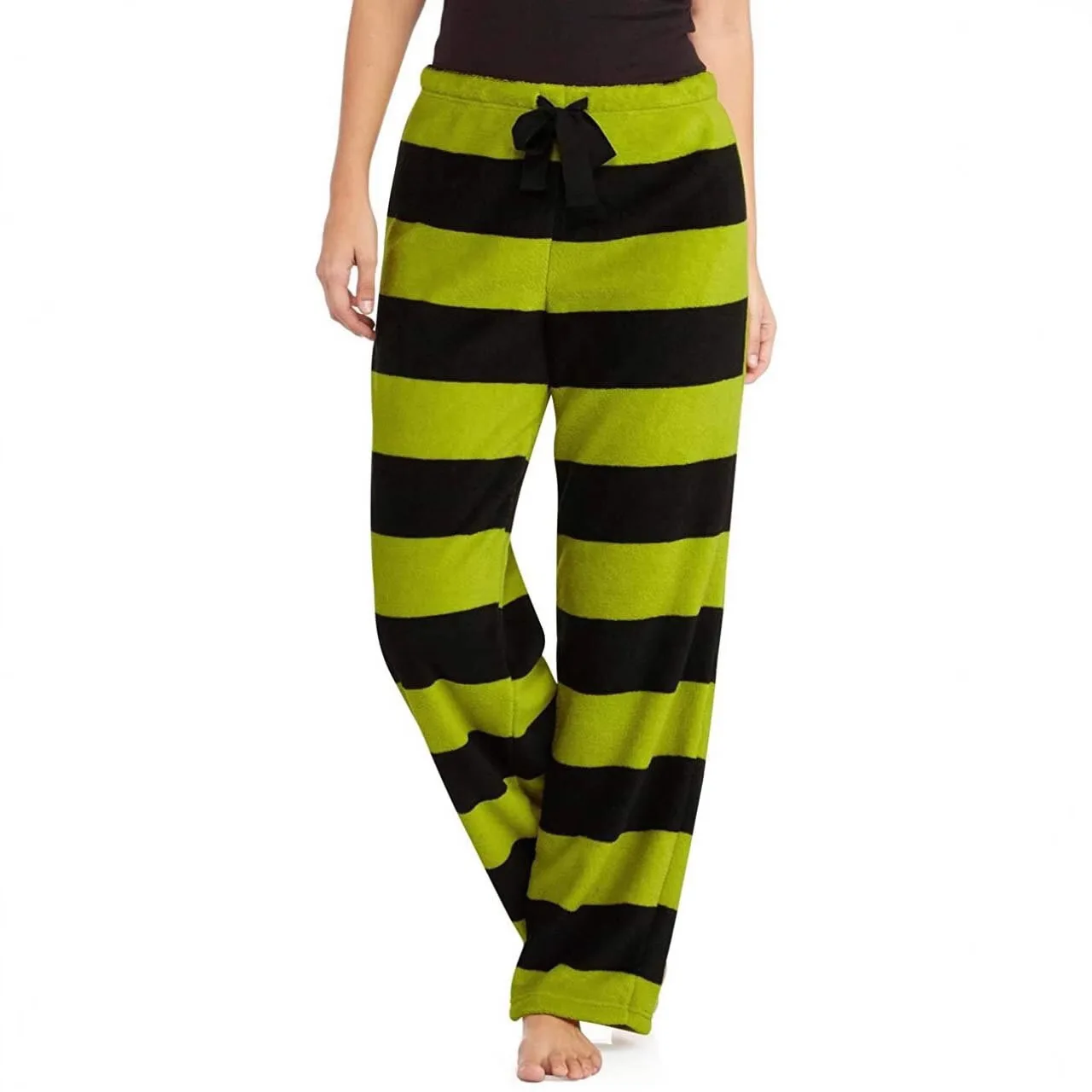 Women Christmas Striped Sleep Pants Funny Green Monster Print Casual Loose Loungewear Pajama Trousers
