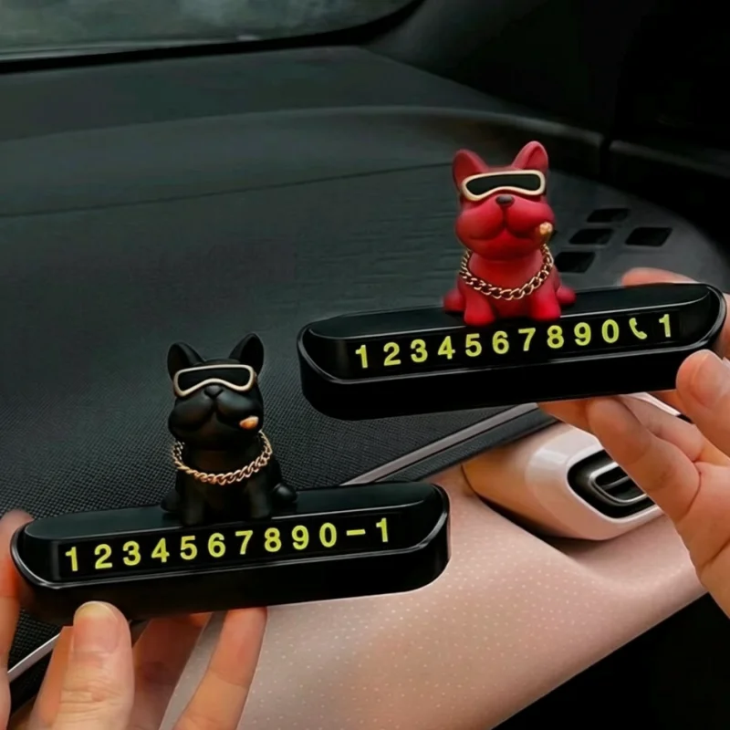 Luxury French Bulldog Car Temporary Parking Phone Number Plate - Premium Interior Decoration Accessory image 3