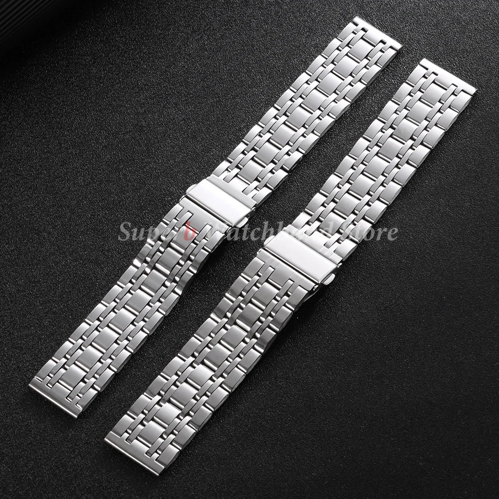 مصقول سوار فولاذي غير قابل للصدأ ل Seiko 20 مللي متر 22 مللي متر العالمي Smartwatch استبدال حزام سوار الرجال حزام الساعات مشبك قابل للطي