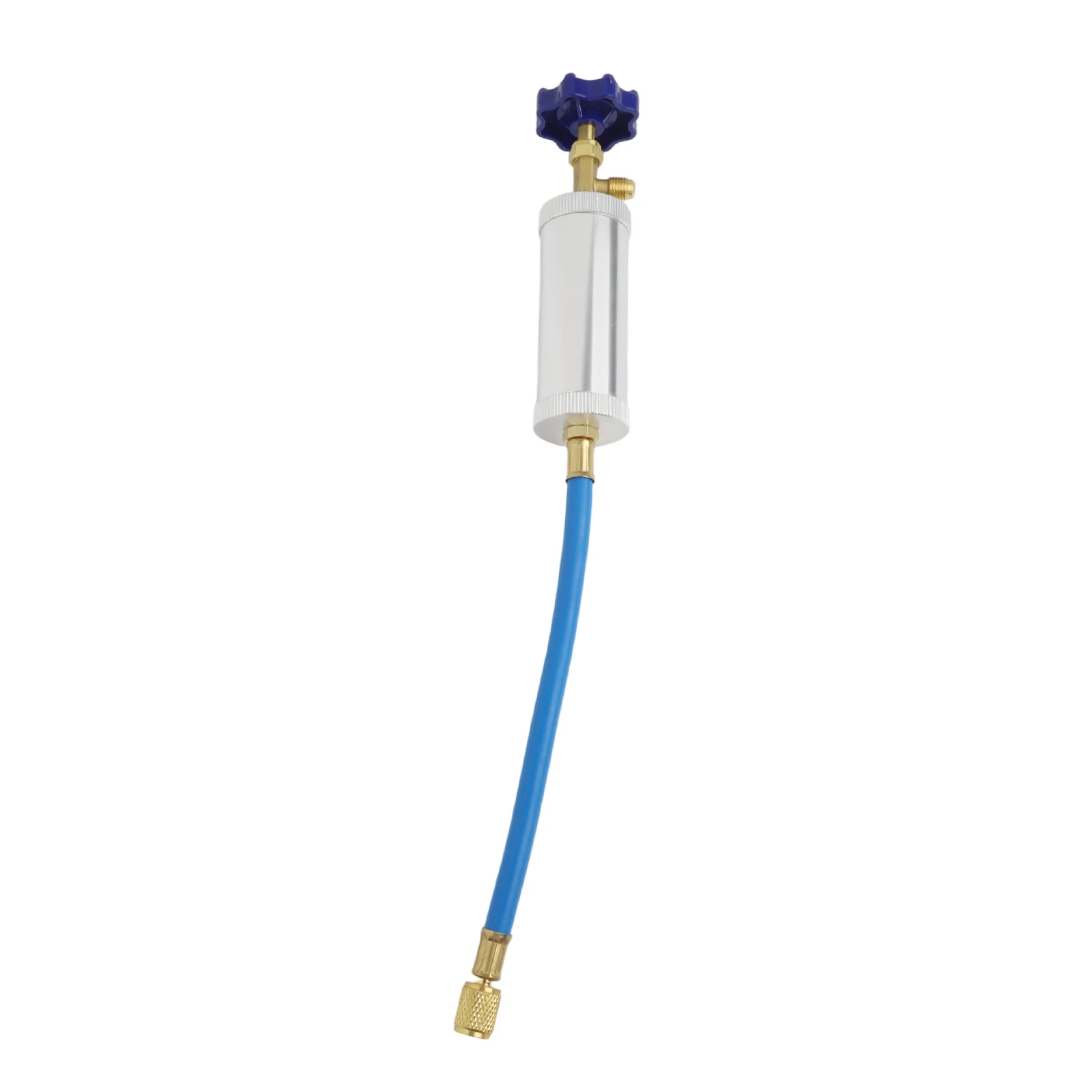 for r12 Hand Turn Pump Oil Injector 2 oz Capacity for Vehicle AC Systems with 1/4 for sae Male & Female Connectors