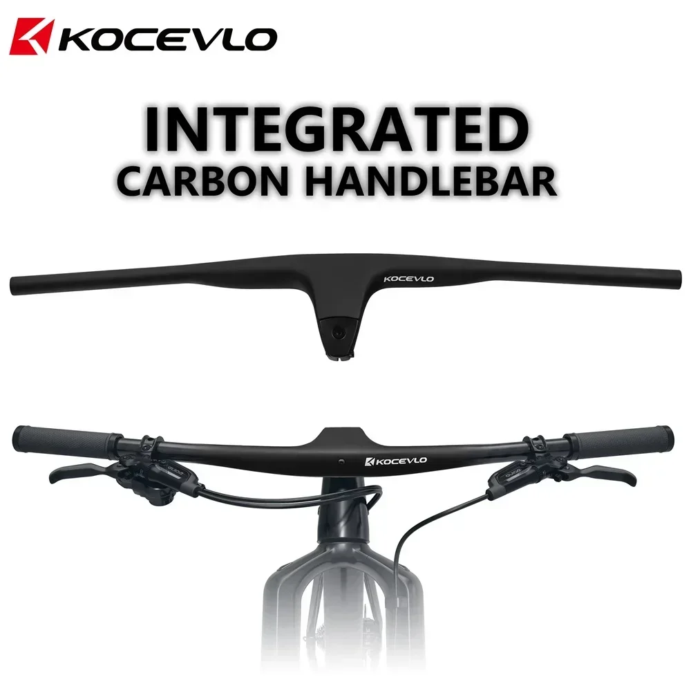 KOCEVLO MTB Carbon Integrated Handlebar, -17° Negative Rise, Stem 50-90mm, 740mm Width, For XC & Marathon Mountain Bike
