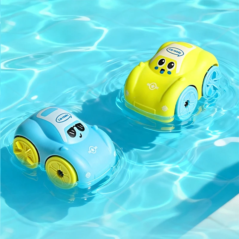 Amphibious Clockwork Car Baby Bath Toy Floating Cartoon Vehicle Water Play Toy for Toddlers Kids Bathroom Swimming Shower Gifts